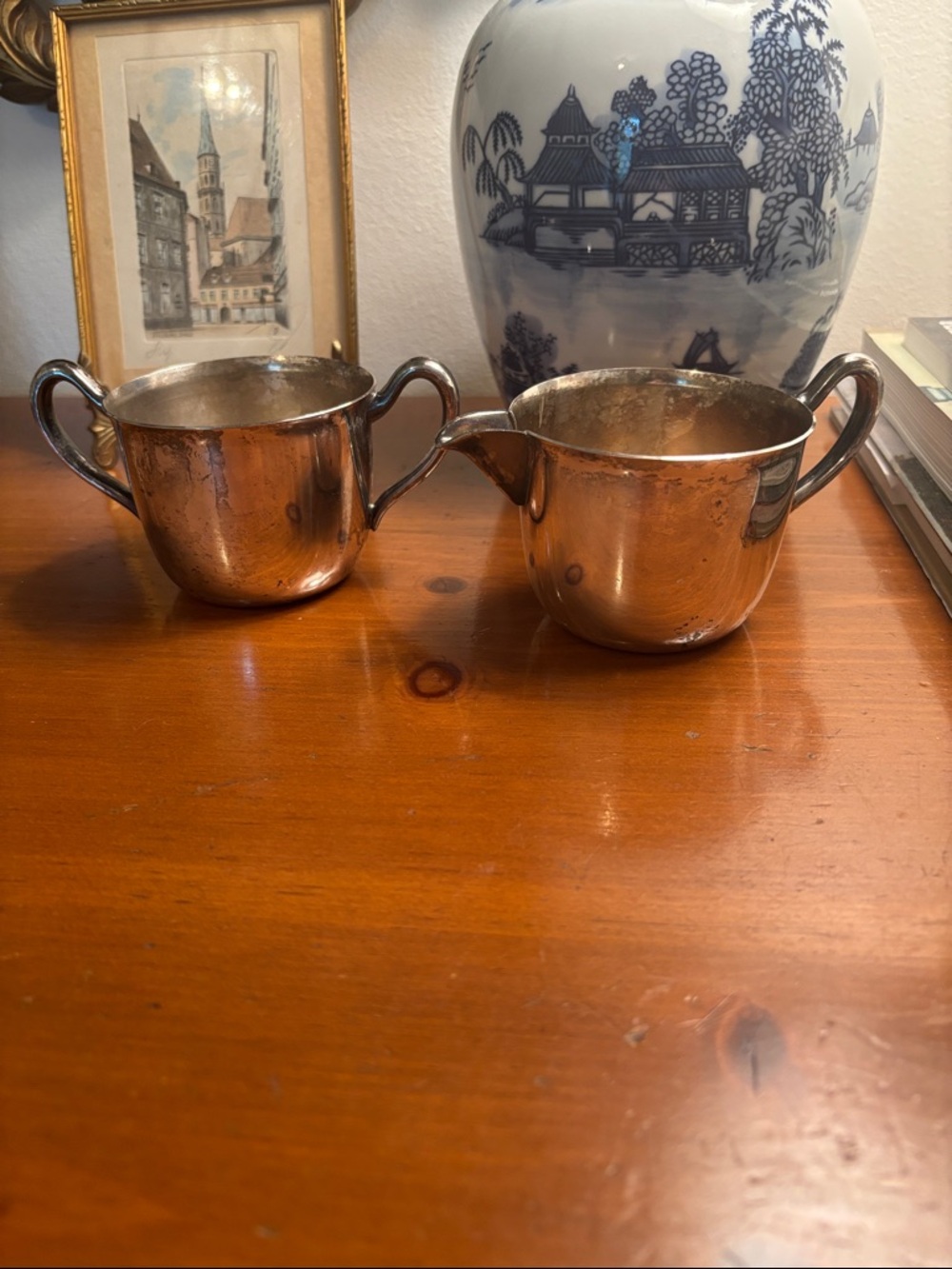 Vintage Silver-Plated Creamer and Sugar Set